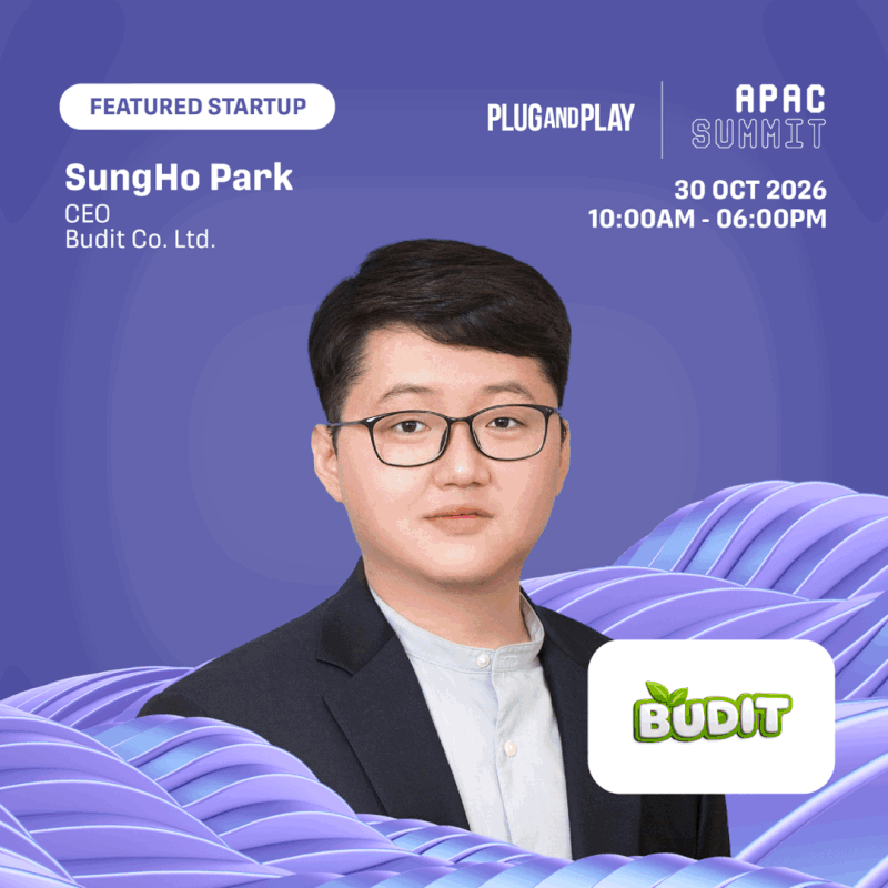 Budit CEO SungHo Park, featured startup at Plug and Play APAC Summit 2026